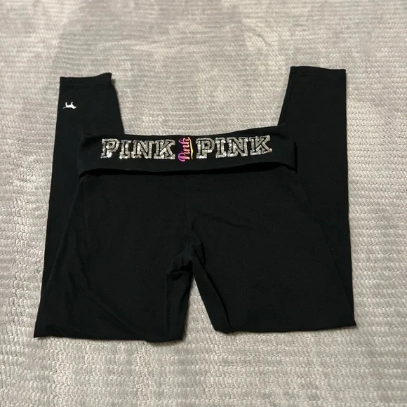 Glitter Victoria's Secret Yoga Shorts VTG Y2K PINK Victorias